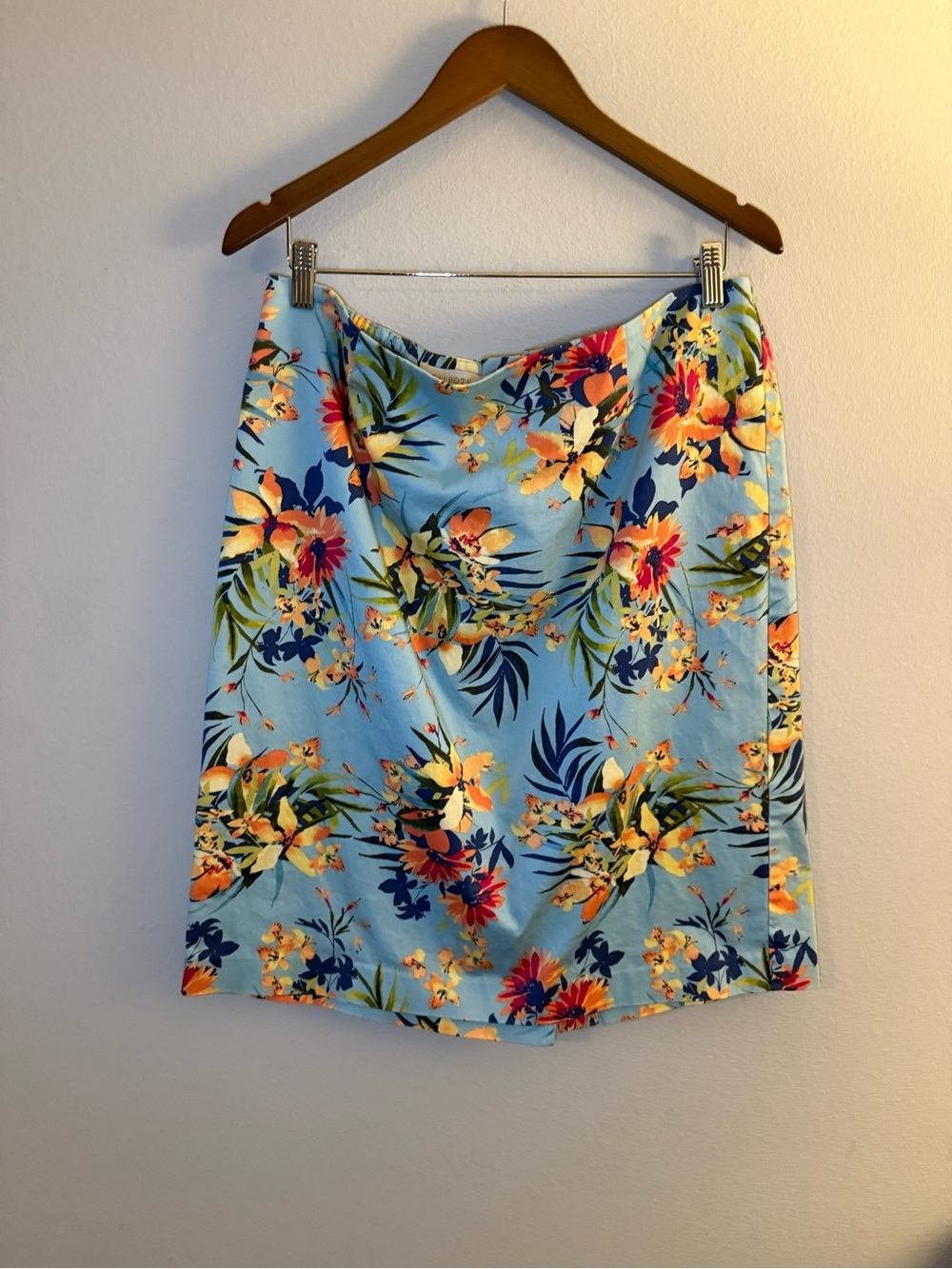 Talbots Light Blue Tropical Floral Mini Skirt